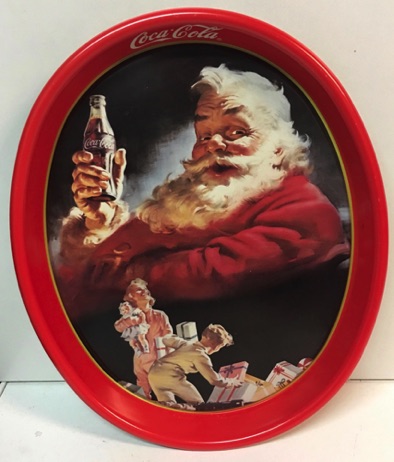 07132D-1 € 10,00 coca cola dienblad afb kerstman met kinderen