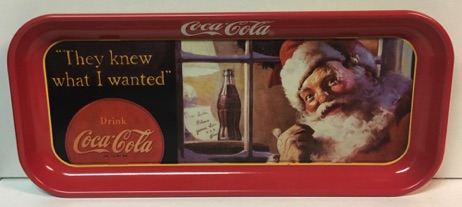 07160d-1 € 10,00 coca cola dienblad kerstman bij raam