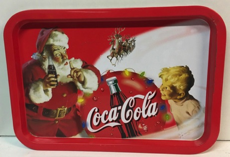 07162d-1 € 10,00 Coca Cola dienblad kerstman met kind