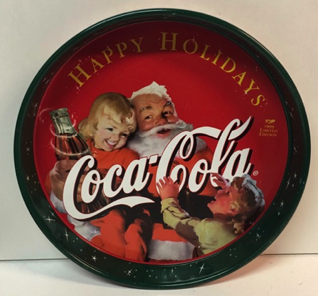07163d-1 € 10,00 Coca Cola dienblad kerstman met kinderen