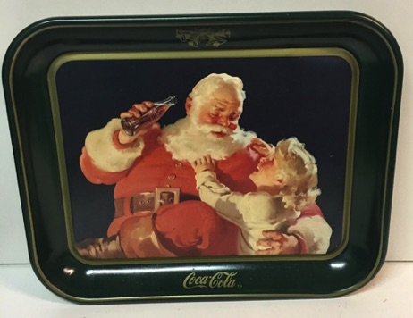 07174d-1 € 10,00 Coca Cola dienblad kerstman met meisje