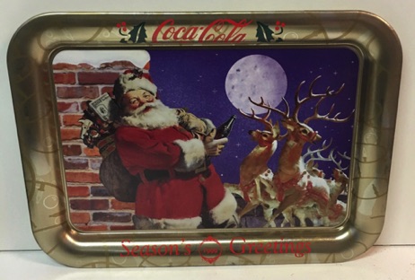 07185d-1 € 10,00 Coca Cola dienblad kerstman met rendieren